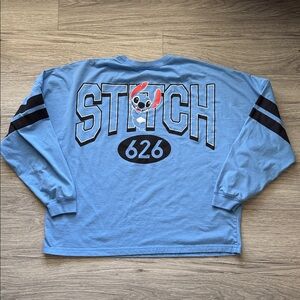 Disney Stitch Blue Long Sleeve Spirit Jersey Style Top Size XL 16/18